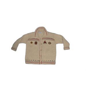 Indigenous Designs Vintage Wool Cardigan Womens Medium Embroidered Hand Knit